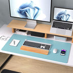 Aothia Large PU Leather Desk Pad Protector – Non-Slip Mouse Pad & Writing Mat for Office/Home, Waterproof, Easy to Clean(36" x 17", Blue Topaz)
