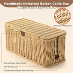 2Pack Large Cable Management Box, Handwoven Imitation Rattan Cord Organizer wire Hider Box, Desk Cord Management to Hide Cords and Power Strips