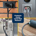 PROTECTO Heavy Duty Dog & Cat Cord Protector 10ft - Easy-to-Use Critter Cord Cover for Pet - Clear Odorless Black Color - No Chew Solution for Power, Audio & Video Wire - Tubing