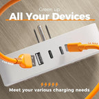 Surge Protector Outlet Extender, TESSAN Multi Plug Splitter with 4 Electrical Outlets 3 USB Blocks(2 USB C), Flat Multiple Wall Plug Expander for Bathroom Home Office Dorm Room Essentials