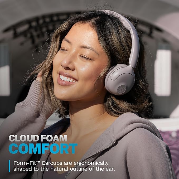JLab Go Lux ANC Wireless Headphones, Mauve, Hybrid Active Noise Cancelling, Premium On-Ear Bluetooth Headset, Customizable Sound, Be Aware Mode, Cloud Foam Comfort, Multipoint Connection