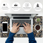 Vintage Floral Desk Mat Blue Wildflowers Mouse Pad Cottagecore Mousepad, XXL Large Extended Gaming Desk Matt for Desktop, Laptop Keyboard Mouse Mat for Women Office Decor Accessories, 31.5x15.75 in