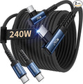 USB C Cable [2Pack, 10ft] 240W Fast Charging Type C Cord, Nylon Braided USB 2.0 Cable for iPhone 16 15 Pro Max, iPad Pro, Samsung Galaxy S24 S23, Switch, MacBook Pro, Pixel