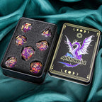 ARUOHHA DND Resin Dice Plum Blossom Liquid Core Purple Sharp Edged Polyhedral Dragons Dice Set with Gift Box, Dungeons D and D Dice Role Playing Game D20 D12 D10 D8 D6 D4
