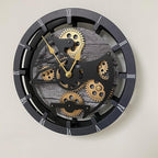 ImprovingLife The Gears Clock Desk Clock 10 inches with Real Moving Gears Convertible into Wall Clock (Carbon Grey)