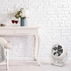 Vornado VFAN™ Vintage Fan, Retro Metal Air Circulator for Cooling & Décor, 3 Speed Settings, Adjustable Tilt, Powerful Airflow, Durable Construction, Manual Dial Control, Vintage White