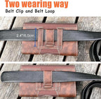 Leather Phone Holster for Men with Belt Clip, Cell Phone Holder for Galaxy A06/F06/M06/F14/XCover7/Moto Defy 2/BLU G64/TCL 60R/HMD Key,Belt Pouch Case Magnetic Closure (Brown-XXL)