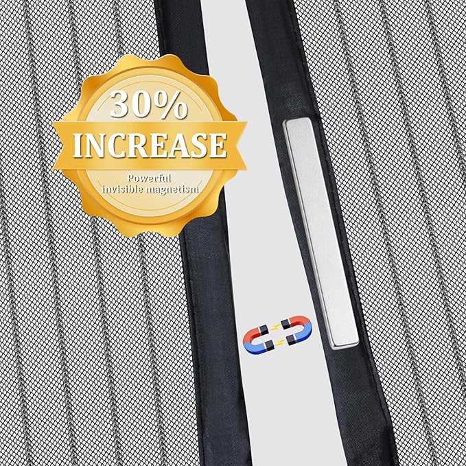 Magnetic Screen Door - Self Sealing, Heavy Duty, Hands Free Mesh Partition Keeps Bugs Out Let Breeze in- Pet and Kid Friendly - Keep Open Feature - Fit Door Size 36 x 80 Inch