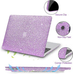 Compatible with MacBook Air 13 inch Case 2021 2020 2019 2018 A2337 M1 A2179 A1932 Touch ID, Glitter Smooth Leather Laptop Hard Shell+Keyboard Cover for MacBook Air 13.3 inch Case, Shining Purple