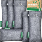 Activated Charcoal Odor Absorber, 6 Pack Natural Shoe Odor Eliminator, Bamboo Charcoal Air Purifying Bags, Sneaker Deodorizer and Moisture Absorbers for Clean Footwear, Shoe Odor Remover